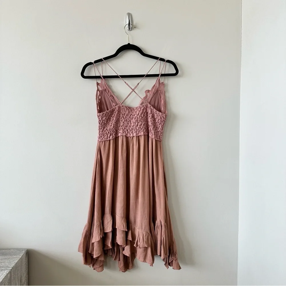 FREE PEOPLE-“One Free People” Adella Slip Mini Dress in Pink Rose (Size:Medium) - Picture 3 of 10